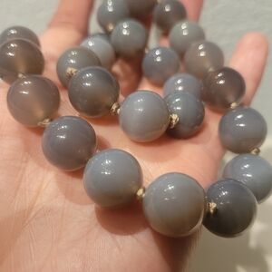 Gray Agate Gemstome Necklace With 925 Findings